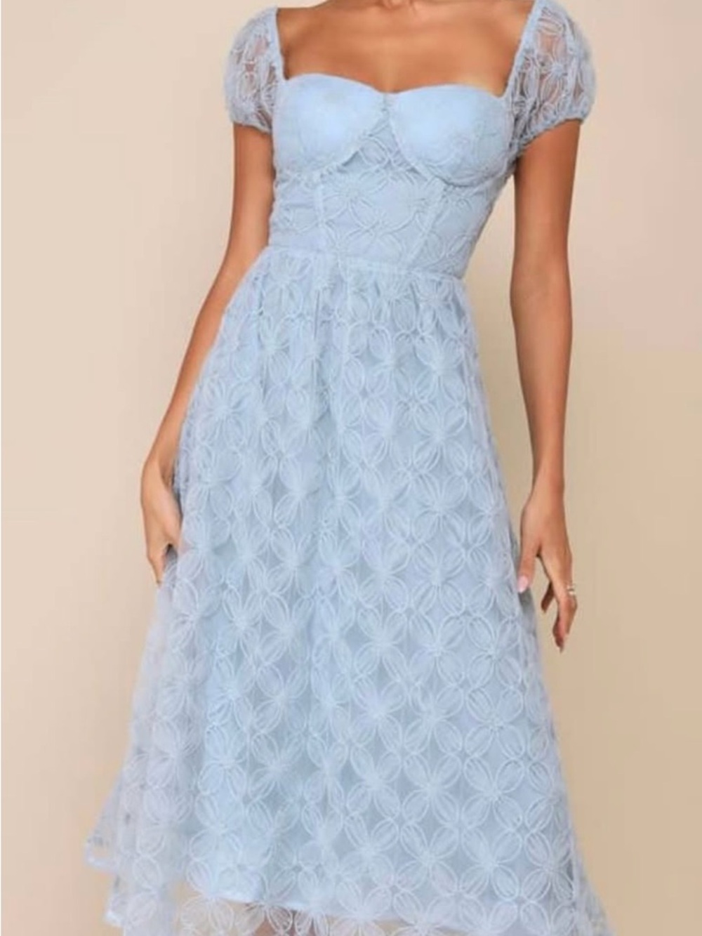 Lulu's Powder Blue Lace Midi Dress
